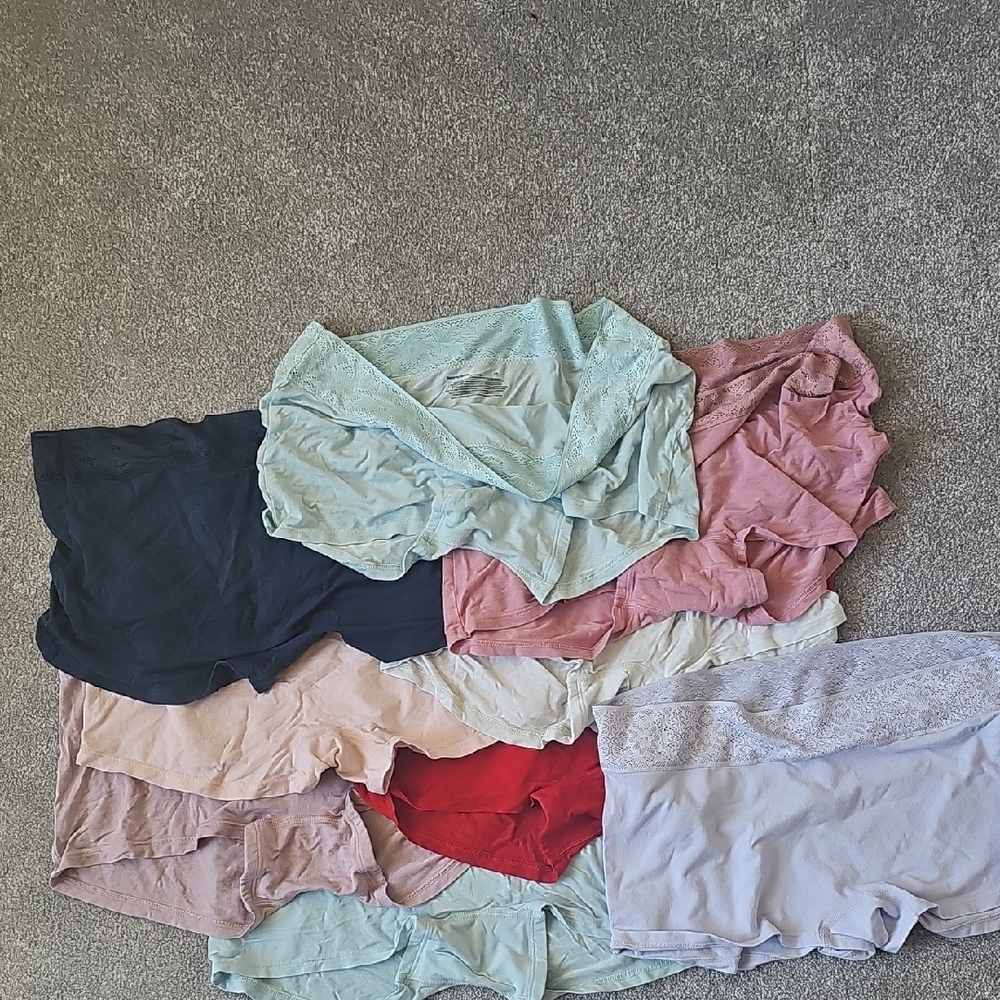 Tommy John Lace Trim Boy Shorts - 9 Pairs Mult Colors , Large